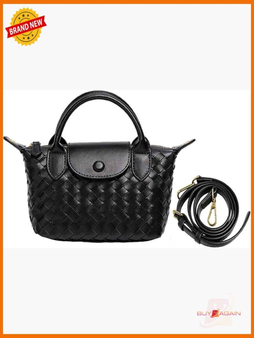 Mini Woven Crossbody Bag, Vegan Leather Dumpling Purse with Top Handle